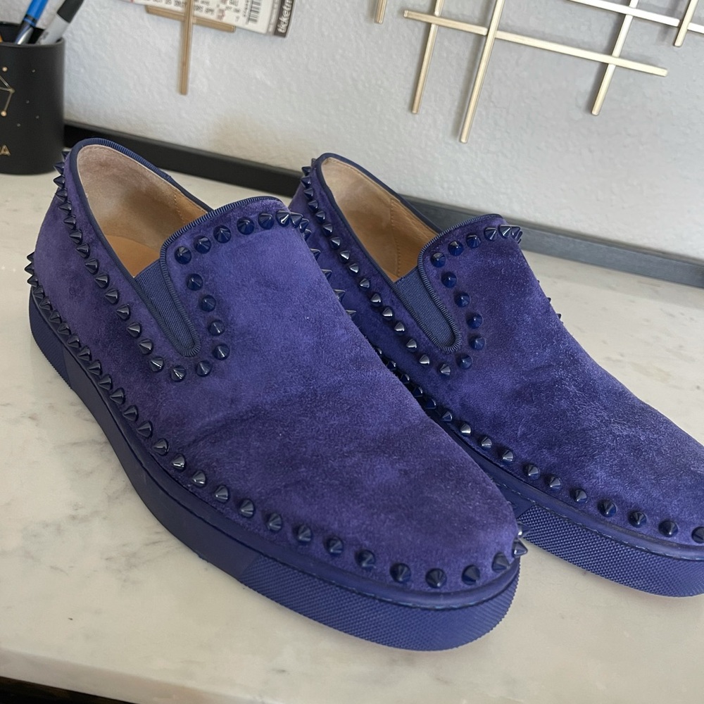 Christian Louboutin Suede Boat Shoes Purple